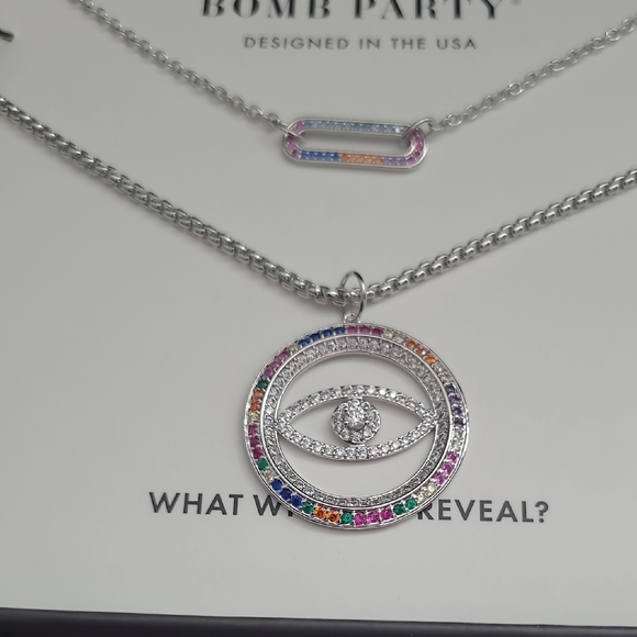 Silver Multicolor Necklace Set - Picture 4 of 4